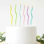 Festiko Pack of 6 Pcs Pastel Colour Twisty Birthday Candle Set, Metallic Curly Coil Candles With Holders, Candles For Cake Decoration