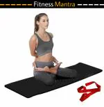 Fitness Mantra 6mm Affordable Price Yoga Mat with Carrying Strap (Qty. -1 Piece, 6MM, Black)