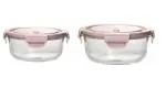 INDUSBAY Pink Glass Jars & Containers 600 Milliliters, 800 Milliliters, 350 Milliliters