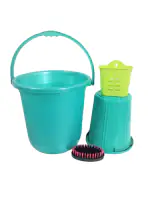 GEE ENTERPRISES Jumbo Bucket, Dustbin, Cloth Brush & Brush Hengar Set 04 pcs, Heavy Duty, Large Capacity