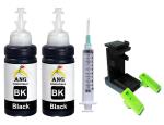 ANG Refill for HP 703 Black Ink Cartridge 2x100ml Compatible for HP Cartridges + Ink Suction Tool Black