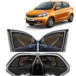 Kingsway Car Magnetic Sun Shades Curtains for Tata Tiago, Model Year : 2020 Onwards, Half Cut in Front Window with Rear Windshield, Color : Black, Cotton Mesh, Complete Set of 5 Piece