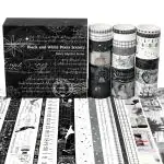 Hasthip Black Washi Paper 20 Rolls Vintage Tape Aesthetic Masking