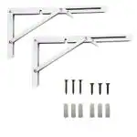 Volo Heavy Duty 12 inch Foldable Mild Steel Racks and Shelf Brackets with Fittings for Fold Down Table White