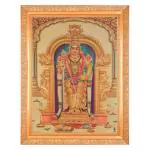 BM TRADERS Tiruchendur Murugan Beautiful Golden Foil Photo in Art Work Golden Frame Housewarming Gifts (11 x 14 inch)