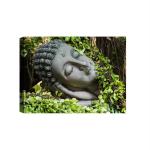 SHASWAT ART Buddha face Embossed Canvas Painting with Wooden Box Frame for Living Room, Bed Room, Office, Hotels (46cm x 61cm)