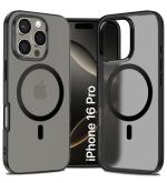 Golden Sand [Magsafe Compatible] ShockProof Sleek Hybrid Armor Back Cover Case for Apple iPhone 16 Pro (Semi Transprent Frosted PC + Black TPU Bumper)