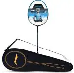 Li-Ning Silver, Blue Strung Badminton Racquet, 83 G