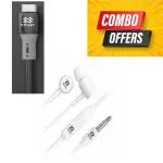 Swain Stylish Earphones White with Type C Premum Black Data Cable ( Combo)