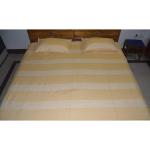 YAMINI Yellow and White Horizontal Stripes Handloom Cotton Double Bedsheet with Pillow Cover 100% Cotton, Size 8.5ft x 8ft