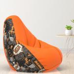 Biggie Bean Bag with Beans Filled - Size : 4XL - 3D Printed Bean Bag with Beans - Designed by : DonnaPaula London - Color: Lets go Champ - H - Orange Black - Best 3D Printed Bean Bag for Living Room - Pre-filled with Beans - Ready to use