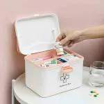 SURKHAMART First Aid Box, Matte White - Medical and First Aid Storage Box with Compartments and Side Handle, First Aid Box for Home, Office, Clinics, Empty First Aid Medicine Kit, Medicine Storage First Aid Kit, Children's, Pet, Outdoor First Aid Kit