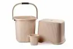 Nayasa Rimmy 3pc Bathroom Set | Stool, Mug (1.5 L) and 18 Liter Bucket| Square Shape (Beige)