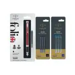 Parker Folio Standard Fountain Pen Red With Blue & Black Quink Ink Cartridges