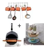KPT Three-in-One Kitchen Storage Solution Corner Rack+Tawa Stand+Cutlery Rack