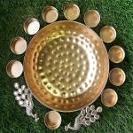 MAXMART Peacock urli Metal urli Round urli for Table Home Decor Diwali Flower urli Designer urli Bowl Copper Bowl Metal Bowl Handcrafted Bowl urli for tealight Candles for Home Decor