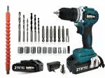 BALLOREX KS-21VD Brushless Cordless Drill Machine/Driver with 2 batteries Reversible switch Multi-Torque Clutch, Keyless Chuck & 24 Accessories Kitbox- Wood, Metal & Concrete, 5C 2Ah, 21 Volts, 10mm