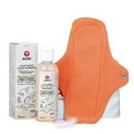 Avni Polyester Fluff Antimicrobial Washable Panty Liner Period Wear Wash - 4 Large Panty Liners And 100Ml Wash (Set Of 5)