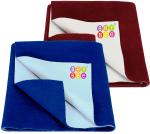 BeyBee Waterproof Baby Bed Protector Dry Sheet for Born Babies Gifts Pack, (Large Combo of 2, Royal Blue/Maroon)