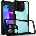 Juberous Shock Proof Crystal Clear Eagle Back Cover Case for Tecno Spark Go 2023 | Hard | 360 Degree Protection | Hybrid PC + TPU | Transparent Full Armor Device & Camera Protection (Black Bumper)