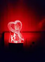 DIONA Multicolor Love You Forever Romantic Couple 3D Illusion Valentine Day Gift LED Night Lamp 10 cm