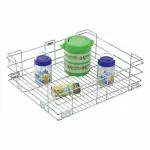 SmartSlide Stainless Steel Kitchen Basket for Modular Kitchen / Kitchen Trolley / Kitchen Drawer / Kitchen Cabinet / Storage Organizer for Kitchen (14 x 20 x 6 Inches Plain Kitchen Basket)