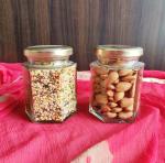 Machak Clear Glass Hexagon Glass Jar And Container, 250 Ml (Set Of 2)