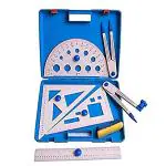 Madis Club Teachers Geometry Box Plastic Big Size with case/Black and white board instrument Box/For Teaching purpose/Do it Yourself Mathematics Activity Kit