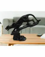 Beckon Venture - Black Black Jaguar Panther Showpiece Geometrical Abstract Leopard Animal Statue Home