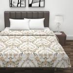 Divine Casa Beige and Brown Abstract Cotton Double Dohar Blanket (220 cm x 205 cm) MD1438