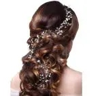 Samyak Hand made Pearl with Crystal Beads Headdress Hair Accessories | Wedding Hair Chain | Bridesmaid Headband | hair vine for Girls & Women (50 cm)