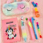 Le Delite Stationary Combo-Fur Pouch, Pen, Pencil, Eraser, Clear Folder Pouch With Diary, Highlighter