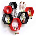 webshoppee Wooden Wall Shelf (Number of Shelves - 6, Red, Black)