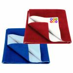 BeyBee Waterproof Cotton Bed Protector Dry Sheet Combo, Small (Royal Blue + Maroon)
