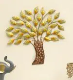 vedas Ava Metal Contemporary Design Golden Tree Of Wisdom & Life Wall Hanging Art Decor Sculpture Modern Home Office Artwork (Size 18 x 18 Inches)