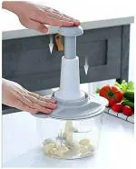 KERON KITCHENWAREe Blue Plastic Hand Press Food Chopper