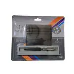 PARKER CLASSIC MATTE BLACK CHROME TRIM BALL PEN WITH CREDIT CARD HOLDER