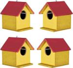 Paxidaya Wooden Bird House For Sparrow 4 Piece Bird House (Hanging, Wall Mounting, Tree Mounting)