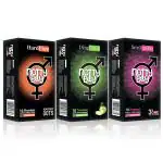 NottyBoy Ultra Thin Green Apple Fruit Flavoured and 3in1, Ribbed, Raised Dots Condoms - 30 Pieces