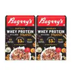 Bagrry's Whey Protein Chocolate Muesli with Almonds ( 100% Whole Oats) 500g, Pack of 2