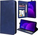 Unistuff Faux Leather Back Case Flip Cover for Oppo F11 Pro with ID Card Slot | Foldable Kickstand | 2 Card Slot | 1 Cash Slot - Executive Blue, 61154
