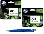 HP 703 Tri-color Original Ink Advantage Cartridges (Pack of 2) With ITGLOBAL 3in1 Multi-Function Pen