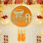 Zyozique Haldi Ceremony Decorations Kit | Haldi Board for Home Decorations | Haldi Decorations Door Board, Home Decoration Items | Haldi Board For Bride & Groom