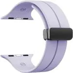 RUPELIK (49mm Silicone Megnatic Lock Strap Purple) Soft Silicone iWatch Strap Band Compatible with Apple Watch Ultra 49mm 45mm 44mm 42mm Magnetic Clasp Adjustable Strap For iWatch Series 8 7 6 5 4 3 2 1 SE SE 2nd Gen(Purple)