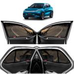 Kingsway Car Magnetic Sun Shades Curtains for BYD ATTO 3, Model Year : 2022 Onwards, Zips in Front Window, Color : Black, Cotton Mesh, Complete Set of 4 Piece
