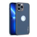 HILLS & MILES Logo View Compatible with Apple iPhone13 Pro 6.1 inch Slim Premium PU Leather Classic Luxury Elegant Thin Back case Cover(Leather Blue Mobile Back Cover)