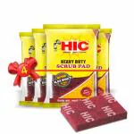 HIC Red Heavy Duty Scrub Pad 75 mm x 100 mm (Pack of 4)