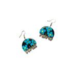 Reverie Handmade Jewelry Resin Handcrafted Semi Circular Floral Earring Set for Women and Girls (Black with Blue)