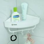 Kuber Industries White Polypropylene Bathroom And Kitchen Organizer With Towel Hanger Hooks (Pack Of 2)