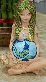 BAKA Goddess Gaia Mother Earth with Sun Moon Figurine Statue For Home Decoration, Skin Color